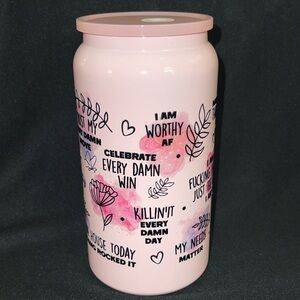 Pink Motivational Quote 16oz Stainless Steel Cup